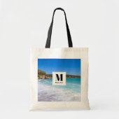 Exotisch strand Tropisch eiland Paradise Monogram Tote Bag (Voorkant)