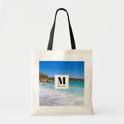 Exotisch strand Tropisch eiland Paradise Monogram Tote Bag (Voorkant)