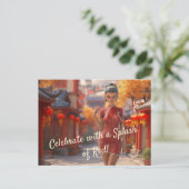 Exotisch Toon meisje viert Chinees Nieuwjaar Briefkaart (Staand voorkant)