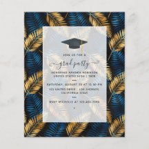Exotisch Tropisch Blauw en Goud Afstudeerfeest