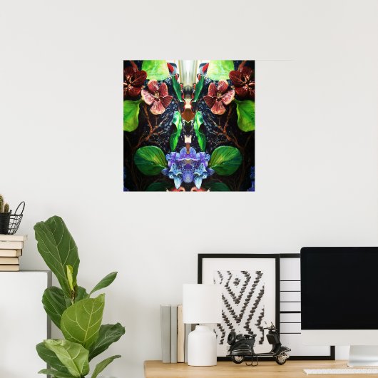 Exotisch Tropisch Blauw Orchidee Poster (Thuiskantoor)