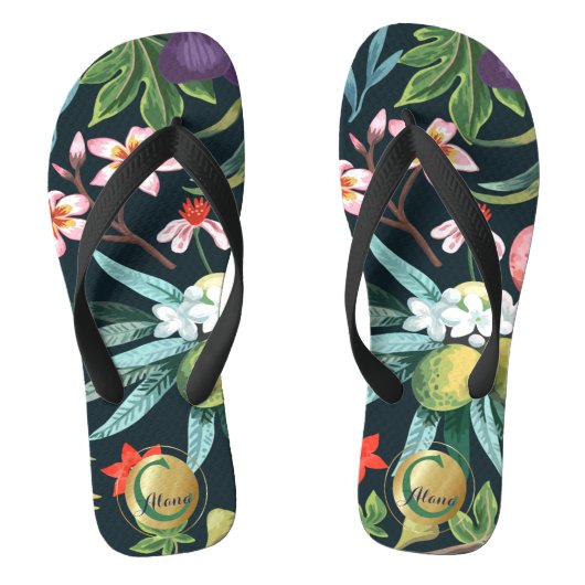 Exotisch Tropisch Bloemparadijs Monogram Teenslippers (Voetbed)