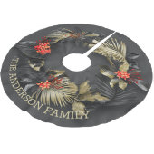 Exotisch tropisch gebladerte in goud en zwart kerstboom rok (Gekanteld)