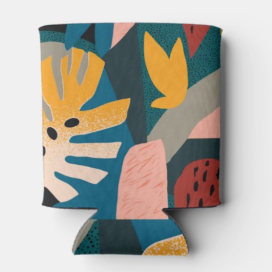 Exotisch tropisch, geometrisch  ontwerp blikjeskoeler (Achterkant)