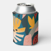 Exotisch tropisch, geometrisch ontwerp blikjeskoeler (Blikje Achterkant)