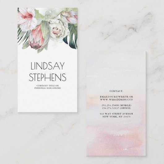 Exotisch Tropisch Oerwoud Bloem en Palmbladeren Visitekaartje (Voorkant / Achterkant)