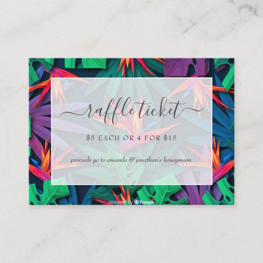 Exotisch tropisch Vrijgezellenfeest Raffle Ticket Informatiekaartje (Voorkant)