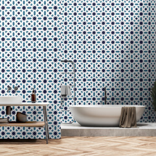 Exotisch Turquoise Blauw Marokkaans Tegel-vormig p Behang