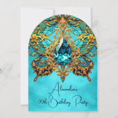 Exotisch verjaardagsfeest Blauwgroen blauw gouden  Kaart (Voorkant)