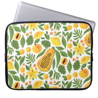 Exotisch Vruchten Ensemble: Papaya, Citroen, Mango Laptop Sleeve