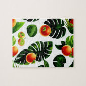 Exotisch Vruchten Patroon en Decoratieve Groene Bl Legpuzzel (Horizontaal)