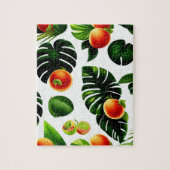 Exotisch Vruchten Patroon en Decoratieve Groene Bl Legpuzzel (Verticaal)