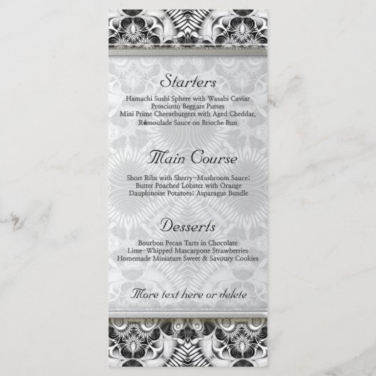 Exotisch Wit & Grijs Geometrisch Patroon Wedding M Menu (Achterkant)