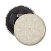Exotisch wit Mandala op beige achtergrond Button Flesopener (Voorkant)