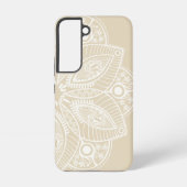 Exotisch wit Mandala op beige achtergrond Samsung Galaxy Hoesje (Achterkant)