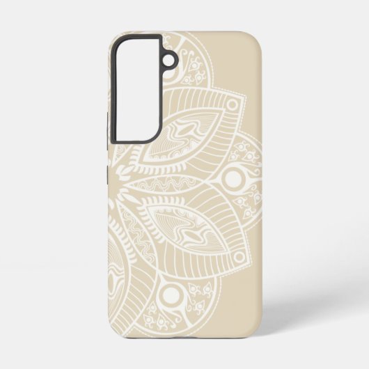 Exotisch wit Mandala op beige achtergrond Samsung Galaxy Hoesje (Achterkant)