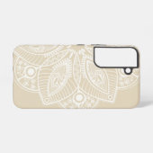 Exotisch wit Mandala op beige achtergrond Samsung Galaxy Hoesje (Achterkant horizontaal)