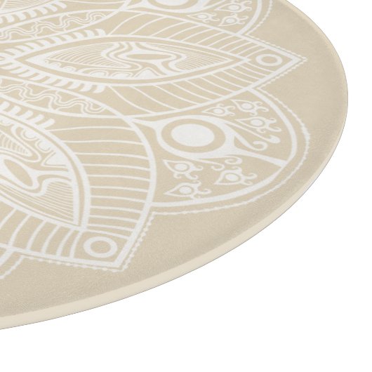 Exotisch wit Mandala op beige achtergrond Snijplank (Hoek)