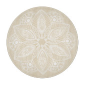 Exotisch wit Mandala op beige achtergrond Snijplank (Voorkant)