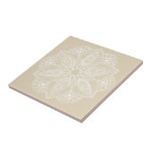 Exotisch wit Mandala op beige achtergrond Tegeltje (Zijkant)