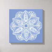 Exotisch wit Mandala op blauwe achtergrond Canvas Afdruk (Voorkant)