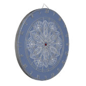 Exotisch wit Mandala op blauwe achtergrond Dartbord (Voorkant Links)
