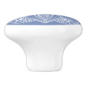 Exotisch wit Mandala op blauwe achtergrond Keramische Knop (Zijkant)