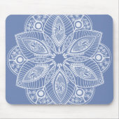 Exotisch wit Mandala op blauwe achtergrond Muismat (Voorkant)