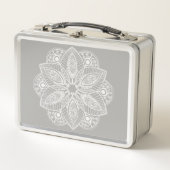 Exotisch wit Mandala op grijze achtergrond (Voorkant)