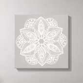 Exotisch wit Mandala op grijze achtergrond Canvas Afdruk (Voorkant)