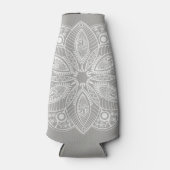 Exotisch wit Mandala op grijze achtergrond Flesjeskoeler (Voorkant)