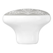 Exotisch wit Mandala op grijze achtergrond Keramische Knop (Zijkant)