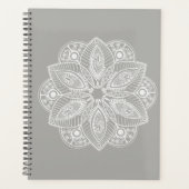 Exotisch wit Mandala op grijze achtergrond Planner (Voorkant)