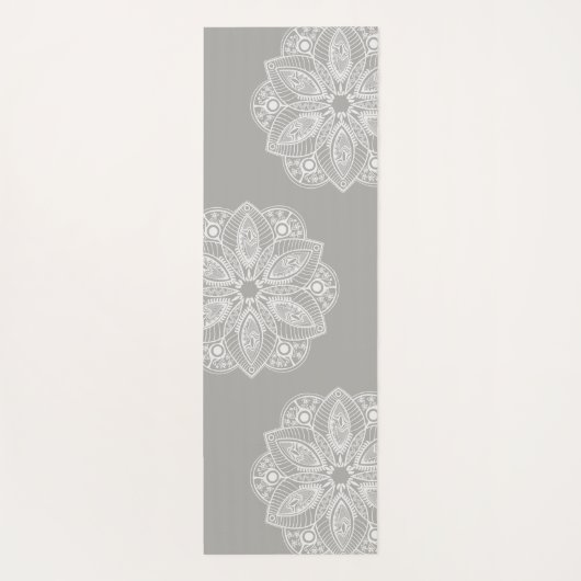 Exotisch wit Mandala op grijze achtergrond Yogamat (Achterkant)