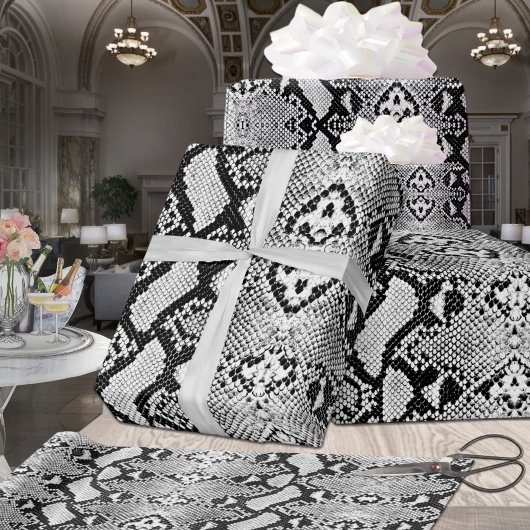 Exotisch zwart-wit Python Snakeskin Cadeaupapier