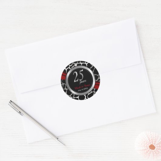 Exotische 25e Hochzeitjubileum Ronde Sticker (Envelop)