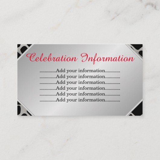 Exotische 25e huwelijksverjaardag informatiekaartje (Achterkant)