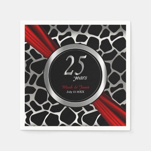 Exotische 25e zilverweddenschappen Jubileum Servet (Voorkant)