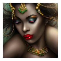 Exotische Afrikaanse mooie vrouw rode lippen goud 