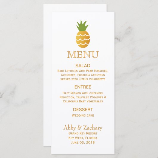 Exotische anananas menu (Voorkant / Achterkant)