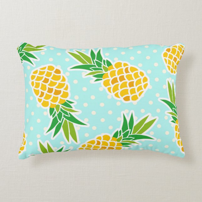 Exotische ananas: Blue Polka-dot fun. Accent Kussen (Voorkant)