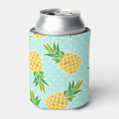 Exotische ananas: Blue Polka-dot fun. Blikjeskoeler (Blikje Voorkant)
