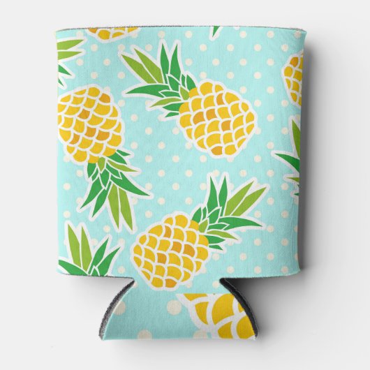 Exotische ananas: Blue Polka-dot fun. Blikjeskoeler (Voorkant)