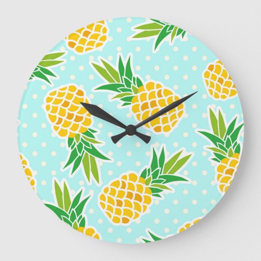 Exotische ananas: Blue Polka-dot fun. Grote Klok (Voorkant)