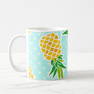 Exotische ananas: Blue Polka-dot fun. Koffiemok