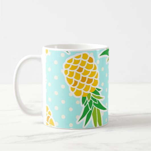 Exotische ananas: Blue Polka-dot fun. Koffiemok (Links)