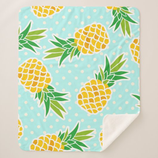 Exotische ananas: Blue Polka-dot fun. Sherpa Deken (Voorkant)