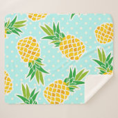 Exotische ananas: Blue Polka-dot fun. Sherpa Deken (Voorkant (horizontaal))