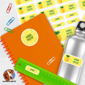Exotische Ananas Namensaufkleber – 24er Set Sticker