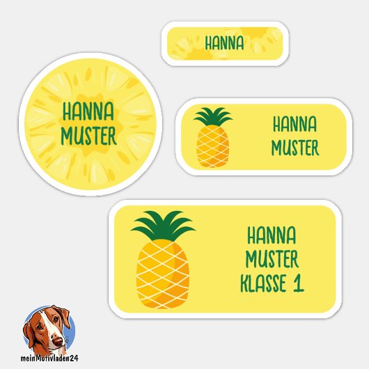 Exotische Ananas Namensaufkleber – 24er Set Sticker